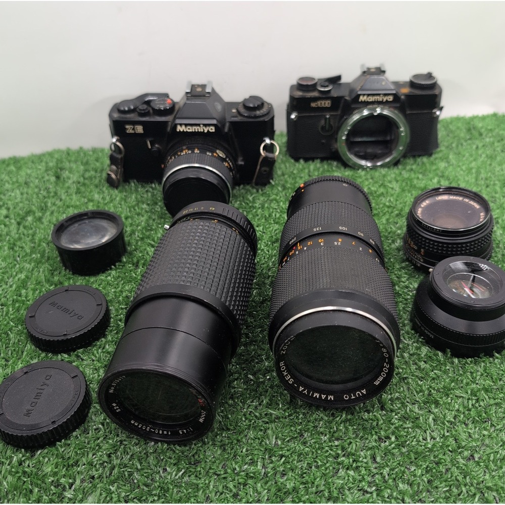 Mamiya ZE & NC1000 QUARTZ Film Camera SEKOR E Lens 50mm f/2 Set - UNTESTED